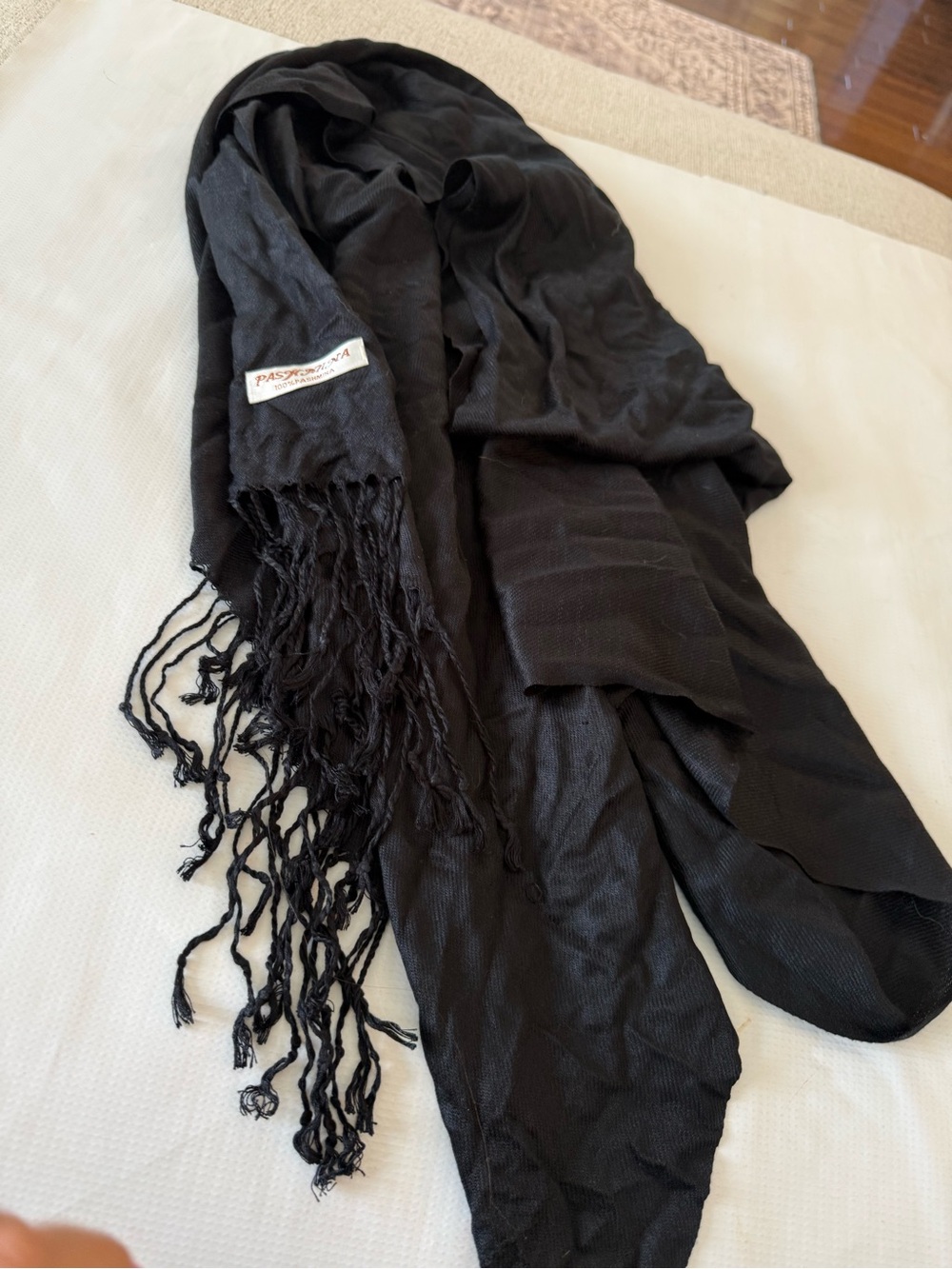 Black pashmina fringe shawl wrap scarf